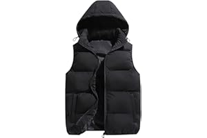 Panegy Men's Quilted Winter Vest Outdoor Removable Hooded Padded Puffer Vest