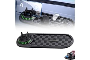 HILOST Anti Slip Mat for Car Dashboard, 2025 New Multifunctional Car Anti-Slip Mats with Temporary Parking Number, Universal Rotatable Vehicle Mounted Anti Slip Mat Phone Holder (A)