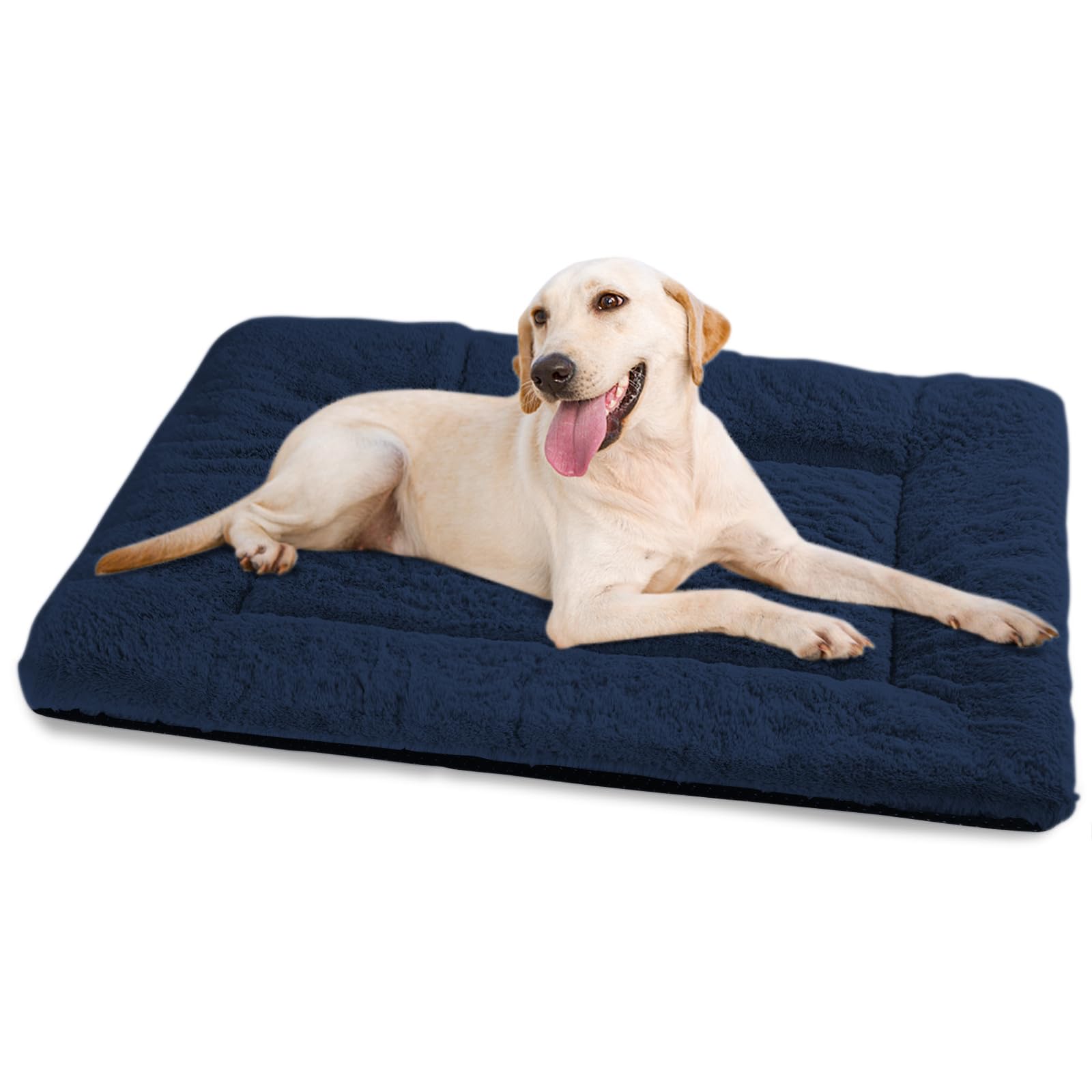 Baodan Dog Bed Large Washable, Plush Pet Cat Beds Cushion Mattress, Soft Warm Dog Mat Pad for Medium Large Dogs- XL 106x71 cm, Navy