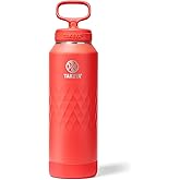 Takeya Sport 40 oz Triple-Insulated Stainless Steel Water Bottle, Straw Lid – Leakproof, Sweatproof, BPA-Free, Keeps Drinks Cold 36 Hrs, Hot 14 Hrs – Crimson