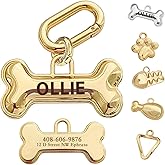 MEMOPAW Dogs Tag Stylish Personalized Double Sided Deep Engraved Cat & Dog Tags Engraved for Pets Bone Balloon Shape Brass