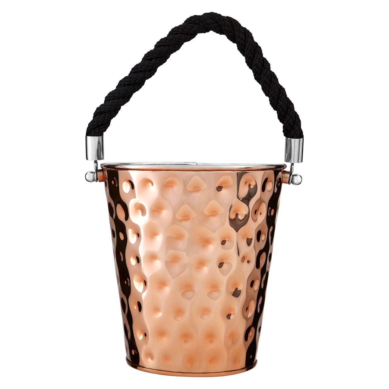 Miressa Party Bucket, Hammered Effect/Rope Handle, Copper Stainless Steel, Medium