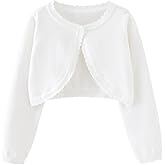 Miccina Girls Bolero Cardigan Sweater Toddler Kids Long Sleeve Button Knit Shrug Cropped Cover Up Jacket Tops