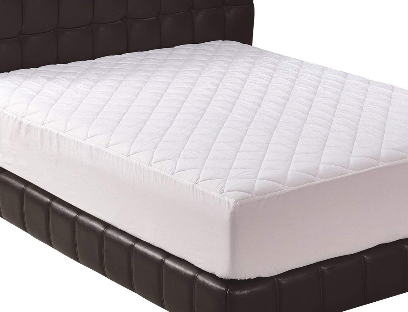 Poly-Cotton Quilted Mattress Protector 30cm Deep Fitted Skirt Non-Noisy Hotel Quality Anti-Allergy - King Size (150cm x 200cm)