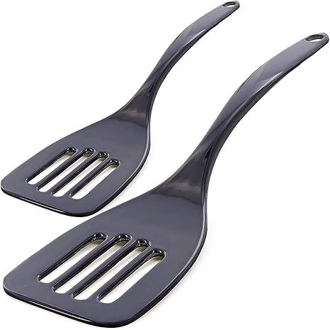 Download Amazon Com Ram Pro Melamine Hard Plastic Slotted Turner Heat Resistant Rubber Large Handle With Hole Spatulas Heavy Duty Kitchen Utensils For Cooking Flipping Fish Eggs Melamine Solid Black Spatula Pack Of 2 Kitchen