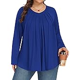 Tencede Womens Plus Size Tops Long Sleeve Shirts V Neck Tunic Blouses 1X-5X