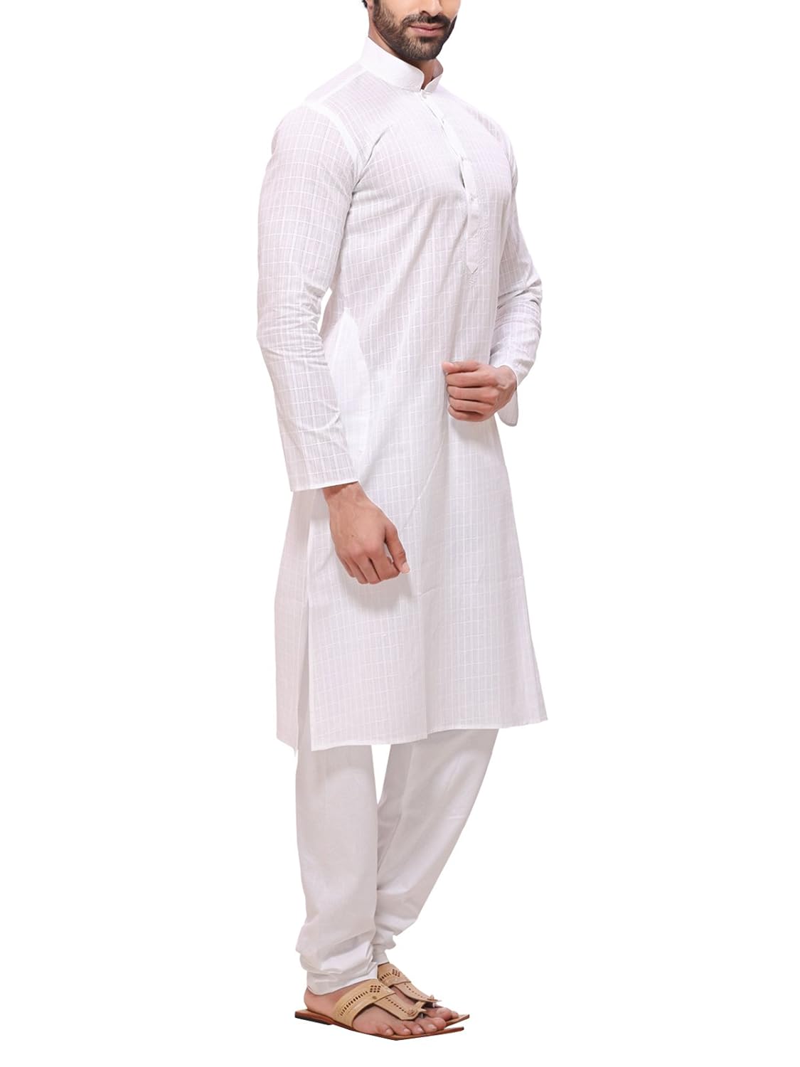 rg designers men's cotton marks white kurta pyjama