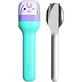 ZOKU Kids Pocket Utensil Set, Unicorn - Stainless Steel Fork, Knife, and Spoon in Case - Portable Design for Travel, School, Picnics, Camping and Outdoor Home Use