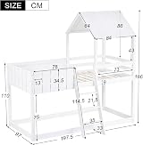 Jtyca Wooden Bunk Beds for Kids, Cabin Bed with Guard Rail & Ladder view 2