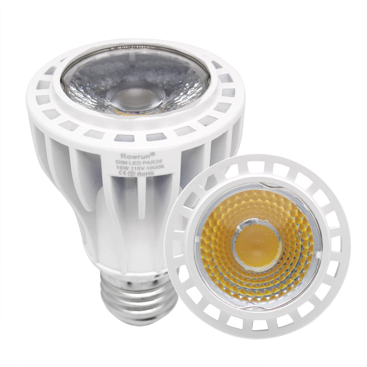 Photo 1 of Rowrun PAR20 LED Bulbs 100W Equivalent 16W, Dimmable 3000K Warm White, 1200LM E26 Medium Base, COB 24°Indoor Flood Light 2-Pack (Natural White)