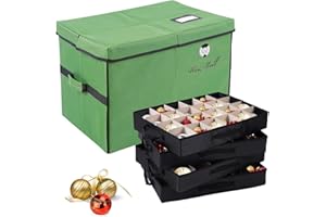 WEIMELL Christmas Ornament Storage Box - Premium Ornament Storage Box with 4” Adjustable Dividers - Stores up to 96 Ornaments Balls - 4 Individual Trays - Durable 600D Oxford