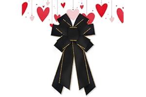 Blinket Bows for Wreath, Large Black Gold Romantic Wreath Bow, 11.42"x20.87" Wired Decor Bows for Front Door Indoor Outdoor Holiday Decorations Supplies