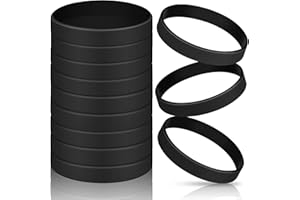 JOVITEC 12 Pieces Rubber Bracelets, Solid Color Silicone Wristbands, Multi-Pack Blank Wristbands Bracelets for Events Rubber Bands Party (Black)
