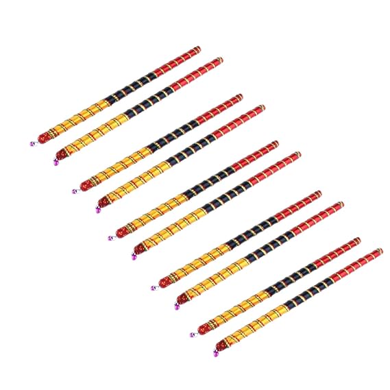 Kaku Fancy Dresses Wooden Dandiya for Navratri Garba Dance - Multicolour, 15 Inch