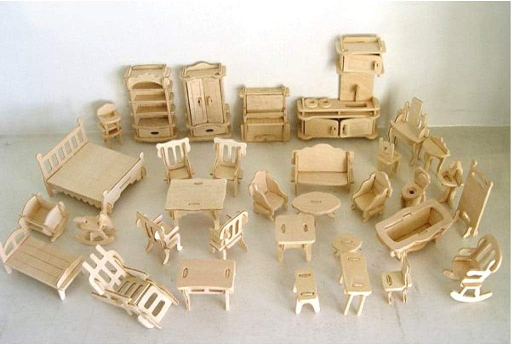 Piramigo Minyatür Ahşap Ev Eşyaları Maketi 184 Parça