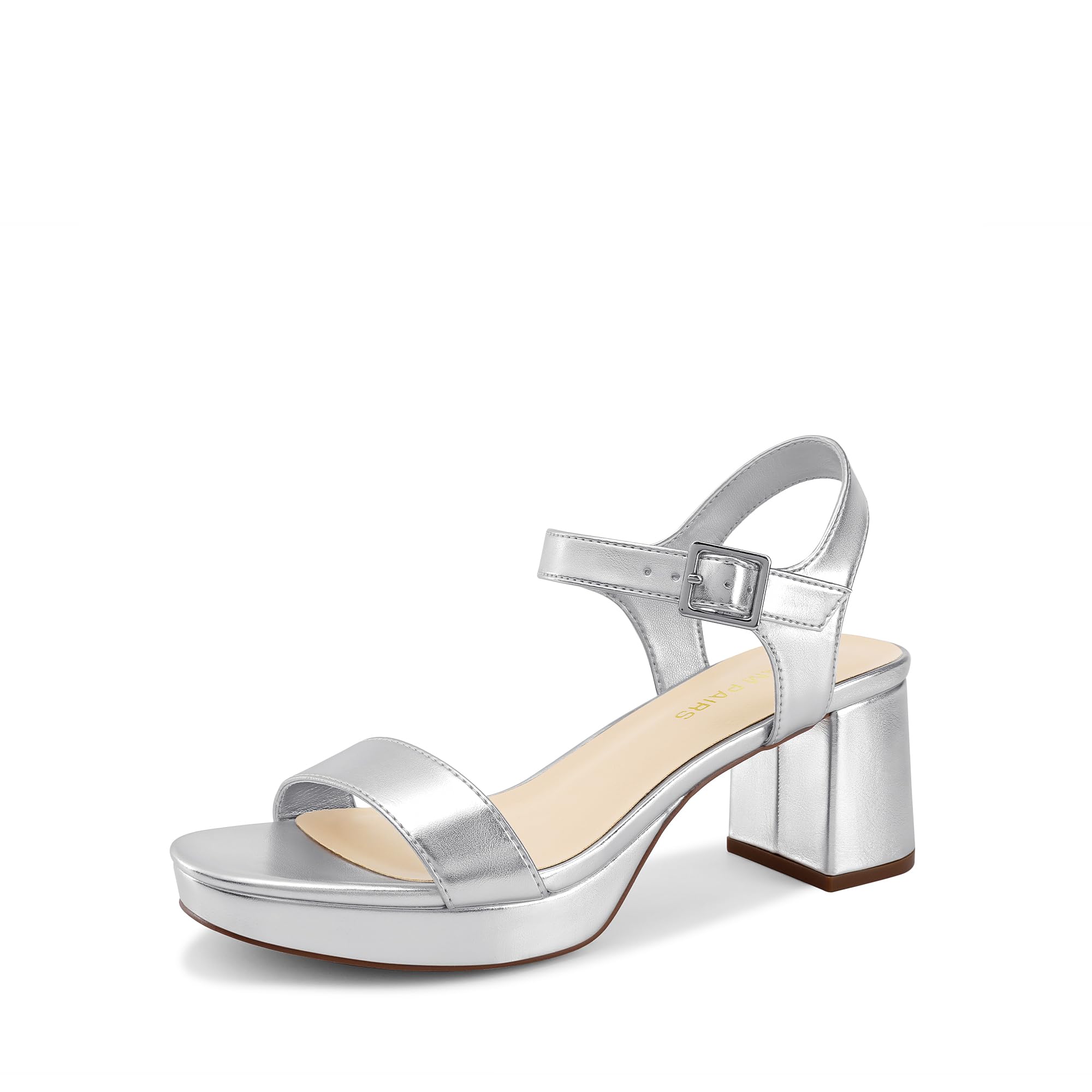 Photo 1 of (see all images) DREAM PAIRS Women's Platform Heels Block Chunky Open Toe Ankle Strap Size 7.5,Silver
