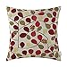 CaliTime Fall Throw Pillow Covers Luxury Chenille Cute Leaves Decorative Cushion Case Shell for Couch Sofa Home 18 X 18 Inches Ecru Red