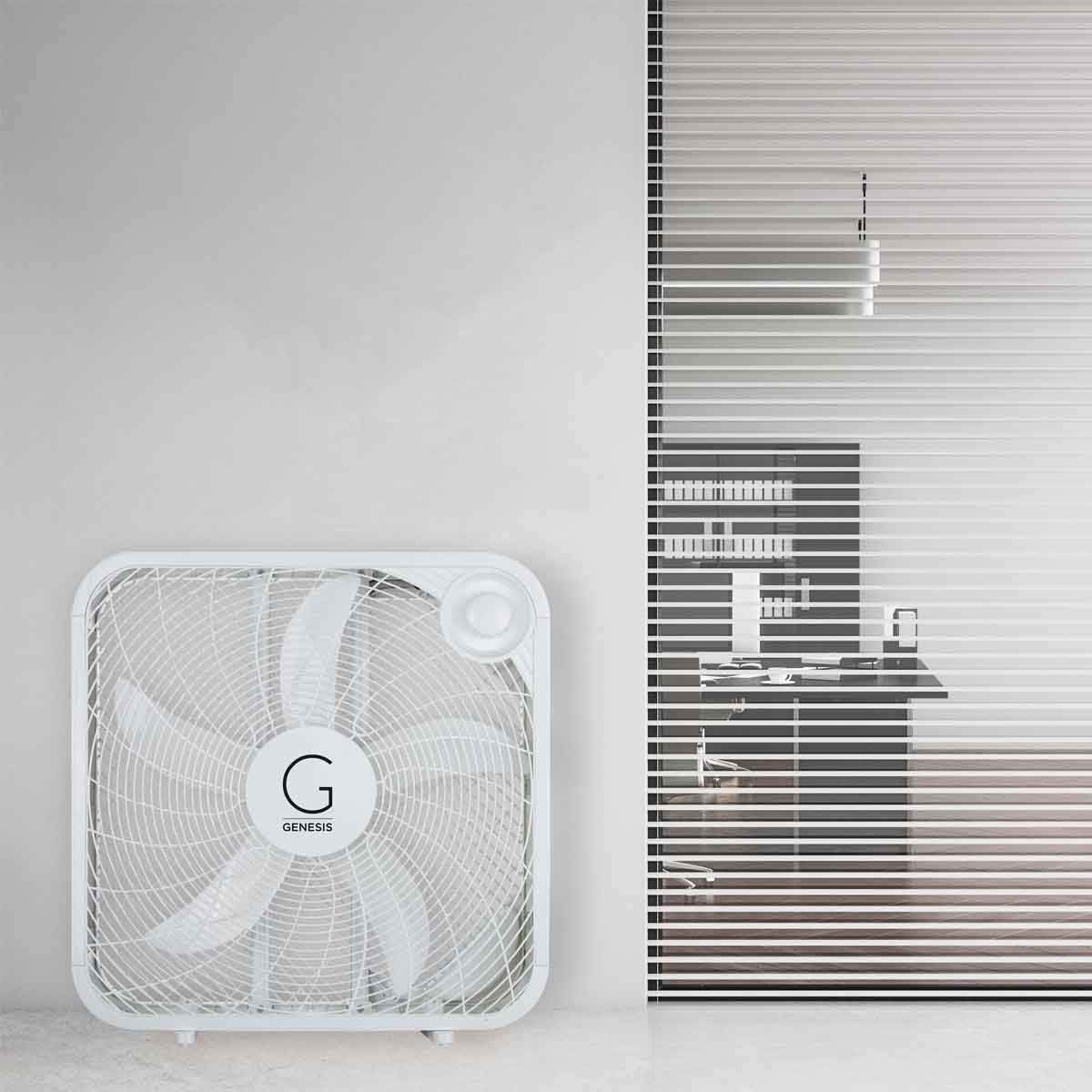 Genesis Box Fan, 3 Settings Max Cooling Technology, Carry Handle, 20 inch, White: Home & Kitchen