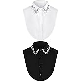 Bencailor 2 Pcs Rhinestone Fake Collar Dickey for Women False Half Shirt Blouse Detachable Collar