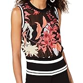 Bar III Women's Printed Woven Top (Deep Black, X-Small)