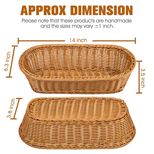 Natural Wicker Bread Basket,Long Woven Tabletop Food Fruit Multifunctional Sturdy Storage Serving Basket(3 PACKS) - Thumbnail 2