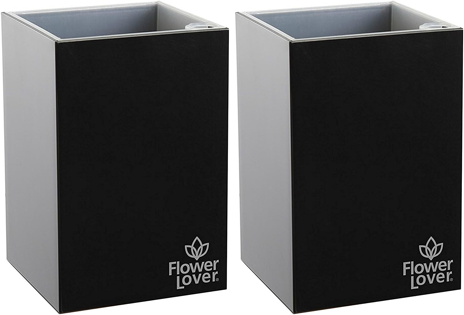 Flower lover 2-PACK Cubico Indoor Or Outdoor Flower Planter Irrigated Self Watering (9x9x13cm) - GLOSSY BLACK