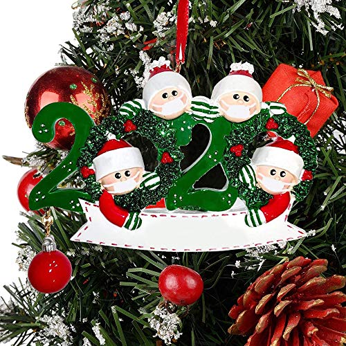 EKUPUZ 2020 Personalized Christmas Hanging Ornaments,with Mask Writable Ornaments Snowman Christmas Decorating Kit Creative Gift DIY Name, Family Ornament Christmas Decorations