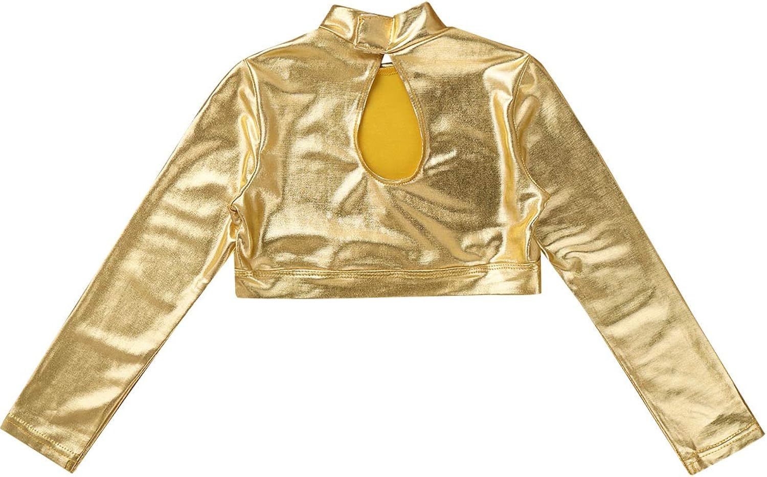 moily Big Girls Metallic High Turtle Neck Crop Top for Gymnastics/Dance/Workout Cami Tee Performance: Clothing