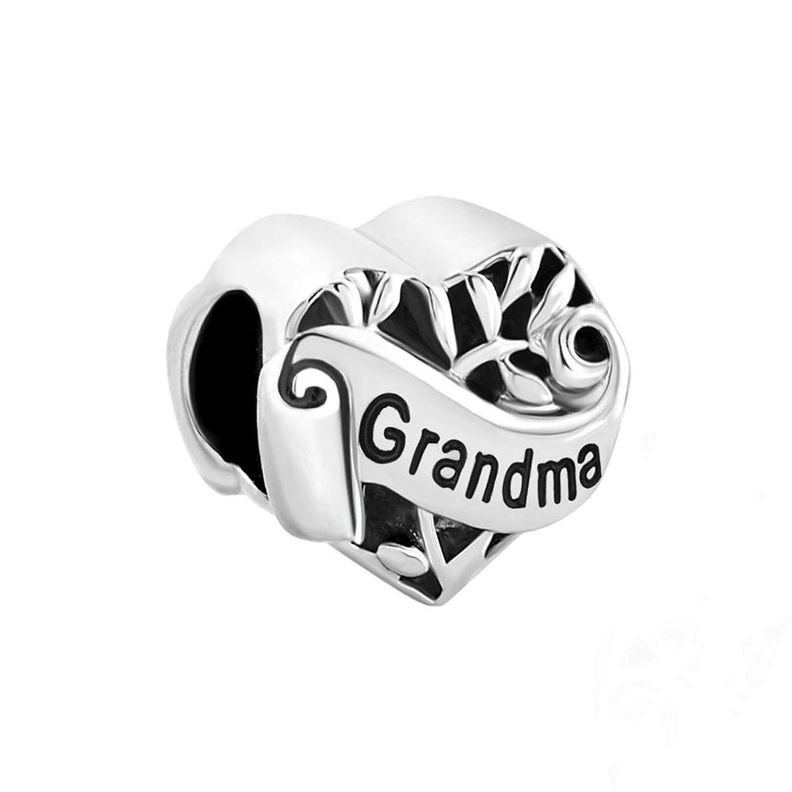 Grandma Love Heart Charm Compatible with Pandora Charms Bracelets Grandmother Women Granddaughter Nan Family Birthday