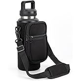 Ajrwiiy Water Bottle Carrier Bag for YETI Rambler 46/36oz Bottle - Water Bottle Holder with Strap, Adjustable Shoulder Sling Bag with 2 Pocket for Travel Hiking