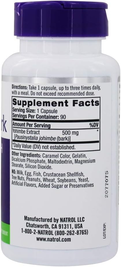 Yohimbe Bark - 500 mg, 90 Capsules: Health & Personal Care
