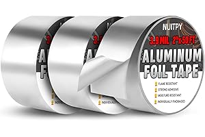 NUITPY 3 Pack Aluminum Foil Tape, 3.9 mil 2" x 150 Feet Total Foil Tape, Silver High Temperature Tape, Metal Tapes, Seal HVAC Tape, Insulation Foil Tape for Ductwork, HVAC, Dryer Vent, Seal
