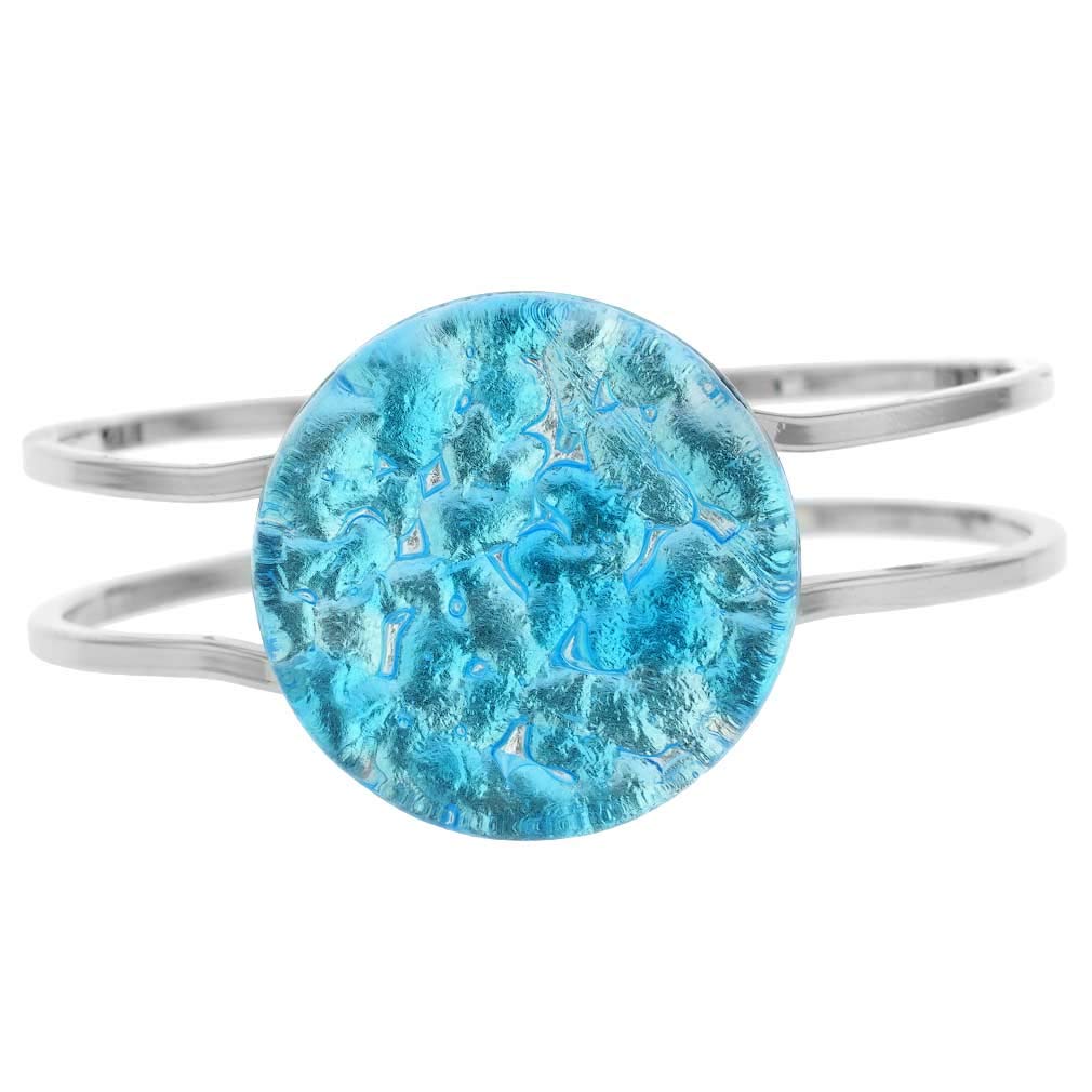 Glass Of Venice Murano Glass Venetian Reflections Metal Bracelet - Aqua Silver