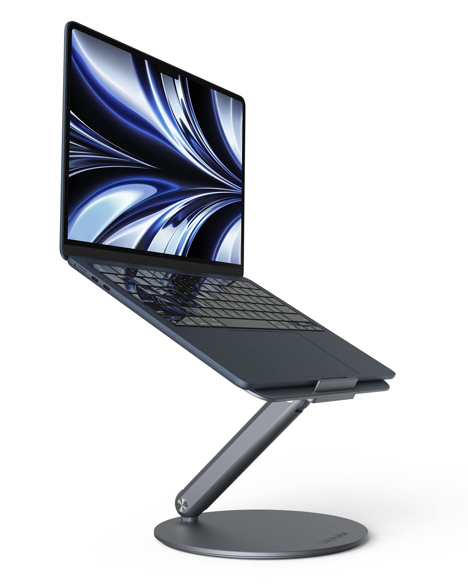 LULULOOK Laptop Stand with 360° Rotating Base, Foldable Adjustable Height Laptop Holder for Desk, All Aluminum Notebook Stand for MacBook pro 2022, Air, Dell XPS, Lenovo, All Laptops 10-17", Gray