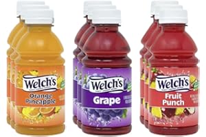 Obanic Welch's Fruit Juice Variety Pack - Grape, Fruit Punch, and Orange Pineapple - 10 Fl Oz Bottles - 18 Pack