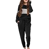 Arshiner Girls' Clothing Sets Sweatsuits Long Sleeve Color Block Pullover Sweatshirts and Lounge Pants with Pocket