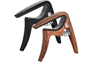 DOMMI Ukulele Capo, 2 Pack for All Various Shapes - Professional, Buzzing-Free, Quick Release, Easy to Use, Lightweight Portable for Travel - Black and Rosewood
