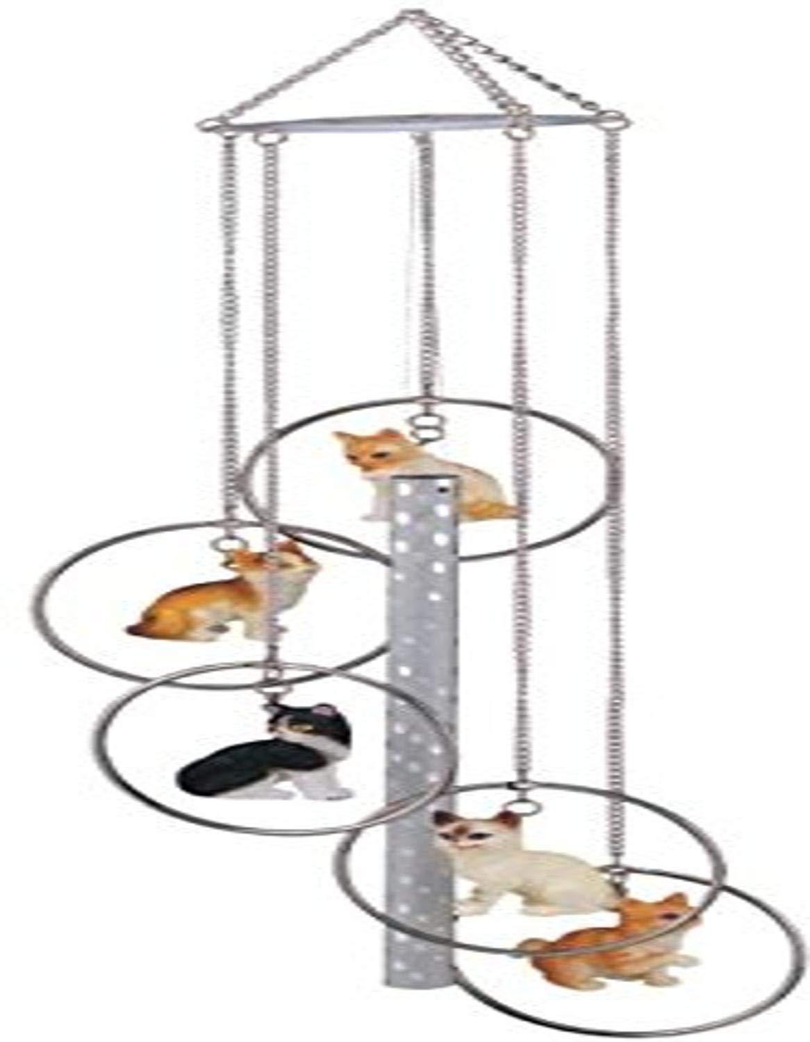 StealStreet 5 Ring Polyresin Charm Cat Hanging Porch Garden Decoration Wind Chime