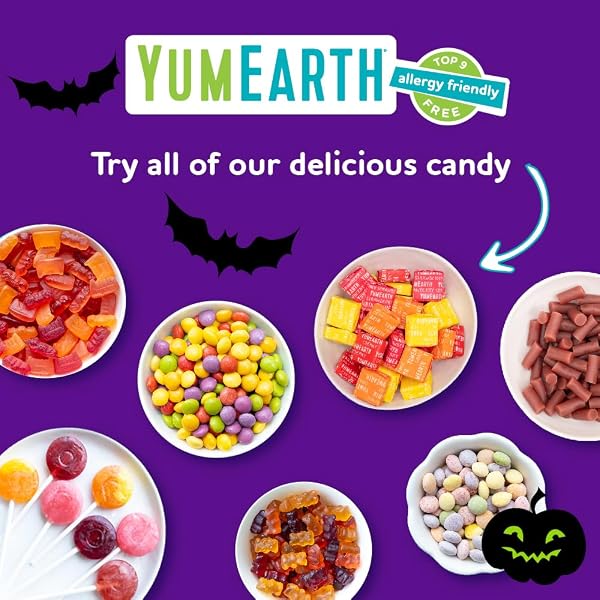 YUMEARTH ORGANIC HALLOWEEN GUMMY FRUITS – FRUITY CANDY SNACK PACKS, GLUTEN FREE SNACKS FOR KIDS – ALLERGY FRIENDLY, NON-GMO, NO ARTIFICIAL DYES – ASSORTED FLAVORS, 7.5 OZ (PACK OF 15)