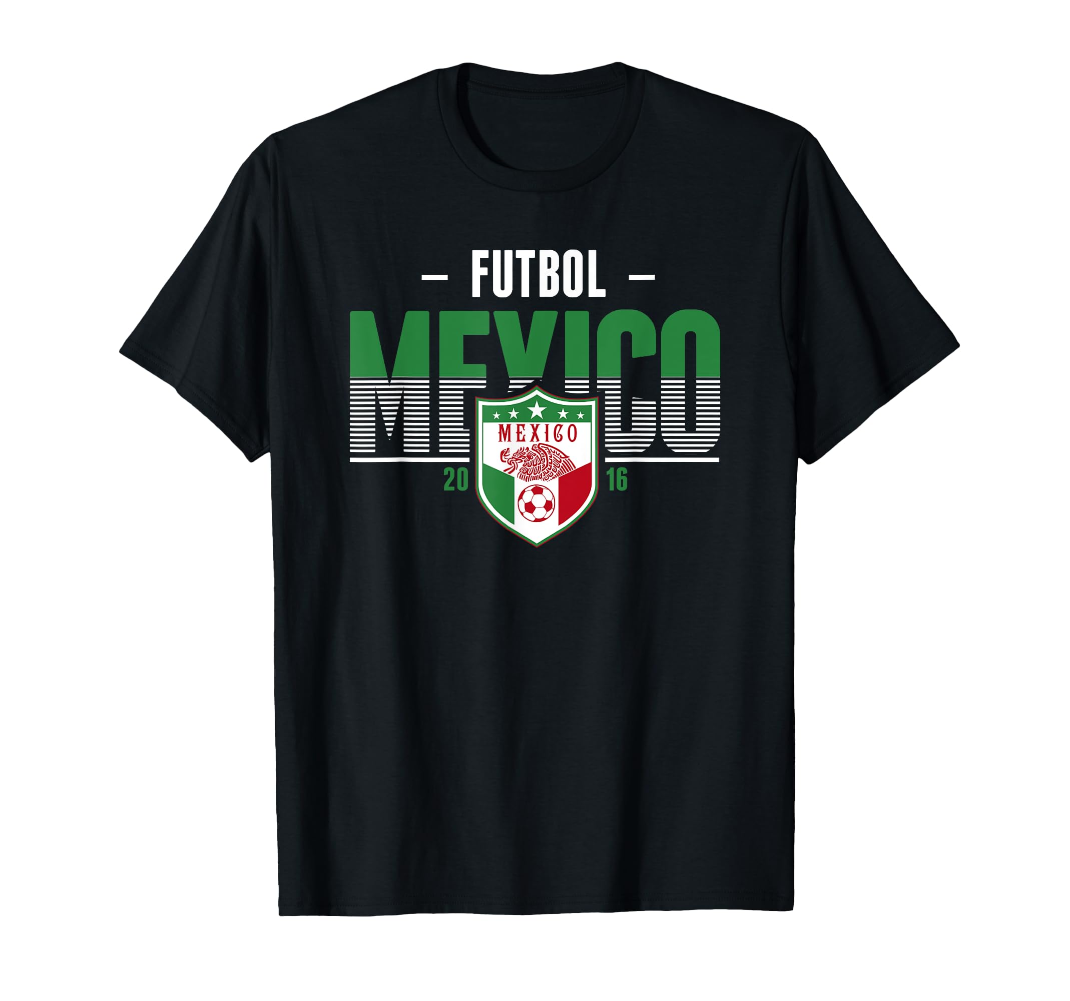 Mexico Striped Text 2016 Football T-Shirt