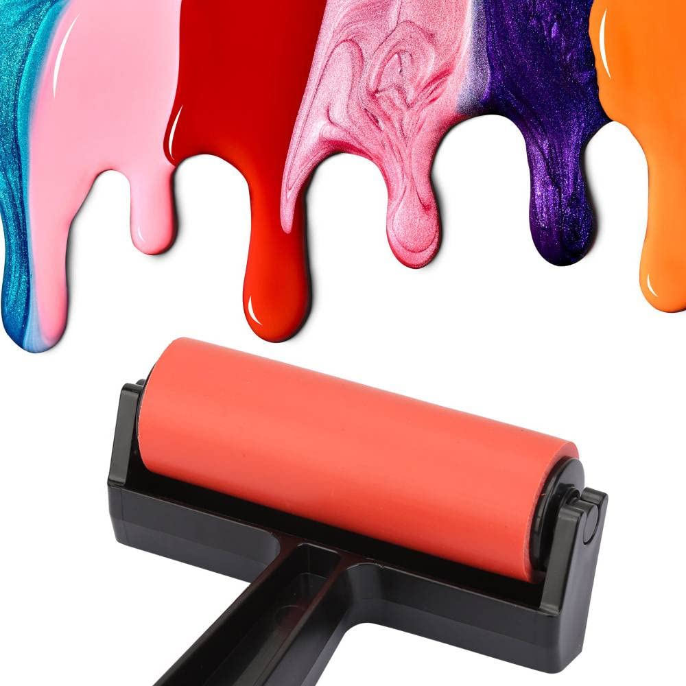 Ink Brayer, Rubber Brayer Roller for Printmaking Wallpapers Durometer Roller Art Ink Painting Printmaking Roller Stamping Tool 10/15/20 cm (10CM)