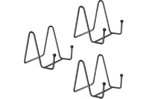 Kruodop 3 Pack Plate Stands for Display, 4 Inch Plate Holder Display Stand, Metal Frame Holder Stands for Book, Pictures, Photo Easel, Tabletop Art