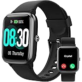 GRV Smart Watch for iOS and Android Phones (Answer/Make Calls), Watches for Men Women IP68 Waterproof Smartwatch Fitness Tracker Watch with Heart Rate/Sleep Monitor Steps Calories Counter (Black)