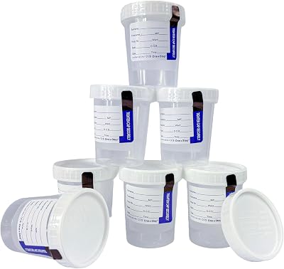 One Step 120mL Urine Sample Collection Cups with Screw Lids - Pack of 10