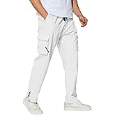 Men's Cargo Pants with Pockets Cotton Outdoor Elastic Waist Hiking Pants Casual Baggy Jogger Sweatpants