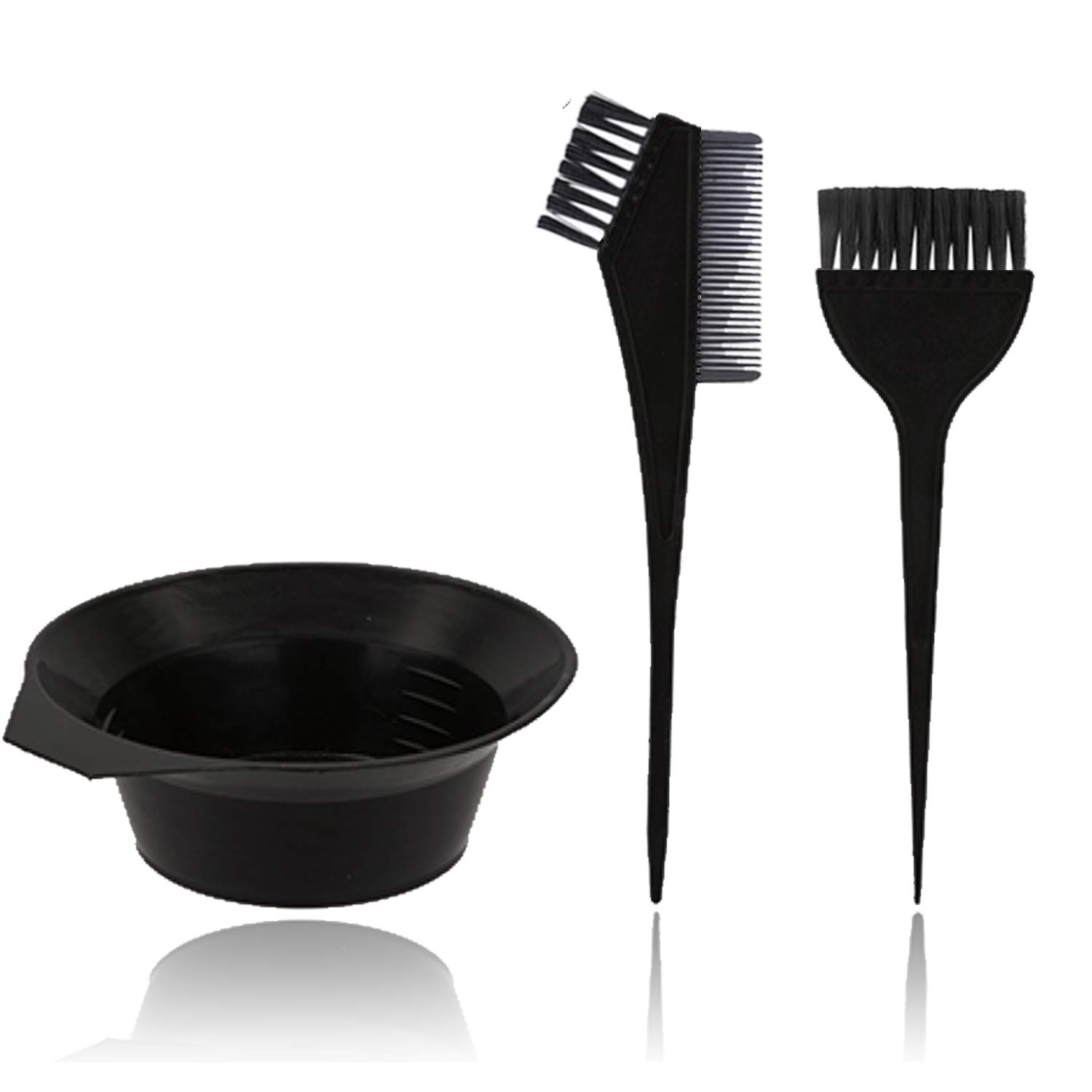 Lizzy | Hair Colouring Set, 3Pcs, Black, Plastic | Includes Brush, Double-Ended Comb, Mixing Bowl | Reusable Tools for Precise Hair Dye Application at Home or Salon