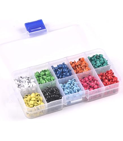 300 Attaches Rapides En Métal (Brads) Tête Carrée Pastel - Pour Scrapbooking, Cartes, DIY - 4.5x4.5x8mm