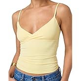 Giraropa Women Summer Basic Cami Shirt Sexy Sleeveless Spaghetti Strap V Neck Tank Top Y2K Slim Fit Going Out Crop Tops