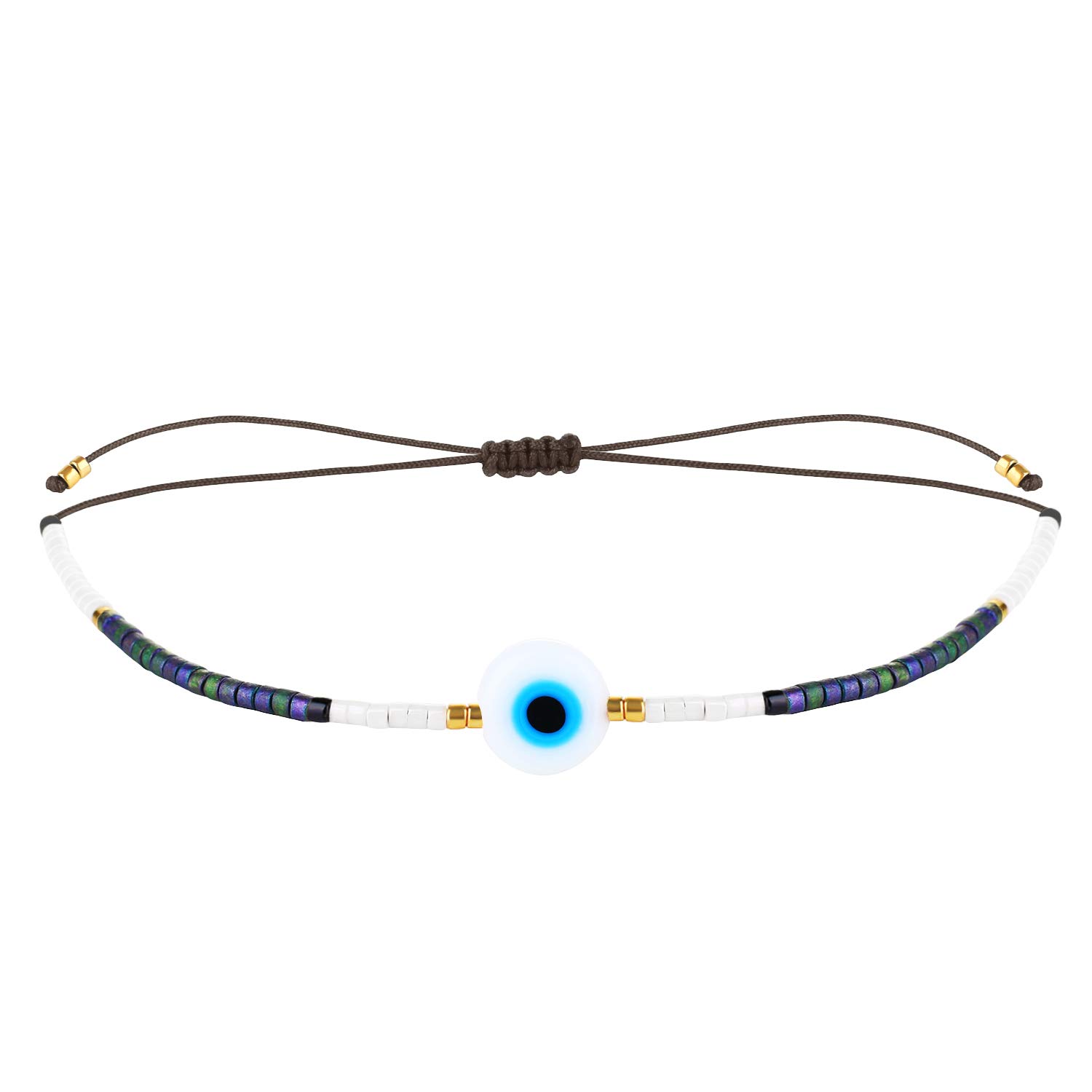 KELITCH New Evil eye Bracelets Handmade Friendship Bracelets Adjustable Bracelets for Women