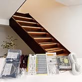 Nuxiuay LED Stair Strip Lights Kit with PIR Sensor, Controller, and Power Adapter, Indoor Step Lighting (Warm White 3000K, 1-16 Steps (16pcs 1m Strip))